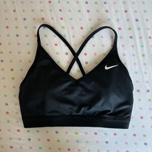 Nike Women's Black Sports Bra with White Logo
